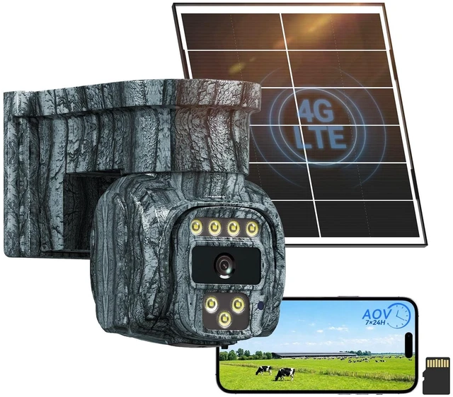 Main image of 4G LTE Cellular Security Camera, No WiFi Support, Solar AOV, eSIM, 32GB SD