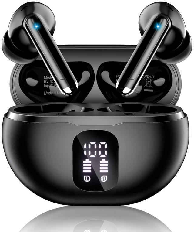 Main image of Wireless Earbuds, Bluetooth 5.4 Ear Buds Bass Stereo, Headphones with Noise Cancelling Mic, LED Display in Ear Earphones Clear Calls, IP7 Waterproof Bluetooth Earbuds for Phone/Android/iPad Dar