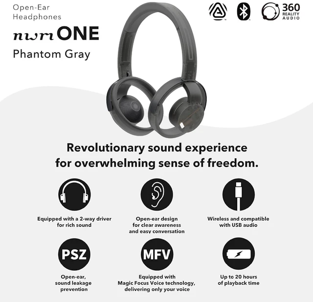 Alt view image 5 of 5 - nwm ONE Wireless Open-Ear Headphones Phantom Gray