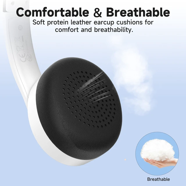 Alt view image 4 of 5 - AOC Wireless Headset with Mic for Work, PC Bluetooth 5.4 Headphones- White