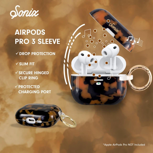Alt view image 4 of 5 - Sonix Case for AirPods Pro 3 ^^ Hard Shell Cover with Luxe Keychain Clip ^^ Brown Tort