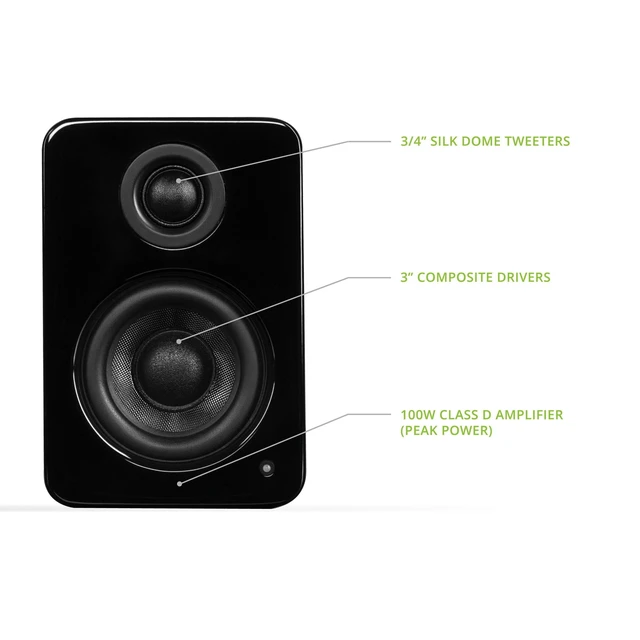 Alt view image 2 of 5 - Kanto YU2GB PC Gaming Desktop Speakers ^^ 3" Composite Drivers ^^ 3/4" Silk Dome Tweeter ^^ Class D Amplifier ^^ 100 Watts ^^ Built-in USB DAC ^^ Subwoofer Output ^^ Pair ^^ Gloss Black