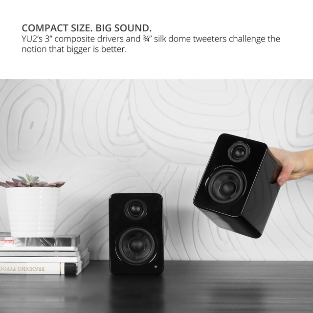 Alt view image 5 of 5 - Kanto YU2GB PC Gaming Desktop Speakers ^^ 3" Composite Drivers ^^ 3/4" Silk Dome Tweeter ^^ Class D Amplifier ^^ 100 Watts ^^ Built-in USB DAC ^^ Subwoofer Output ^^ Pair ^^ Gloss Black