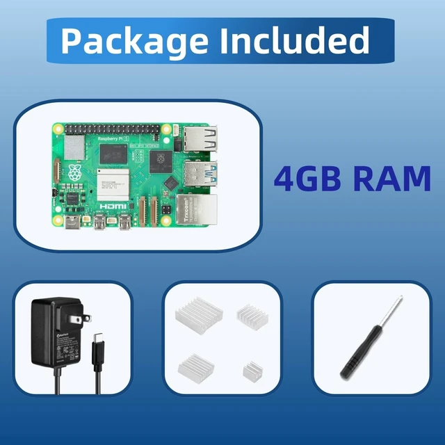 Alt view image 2 of 5 - RasTech Raspberry Pi 5 Kit 4GB RAM with 27W PD Power Supply 5.1V5A, Aluminum Heatsinks and Raspberry Pi5 4GB Board Included