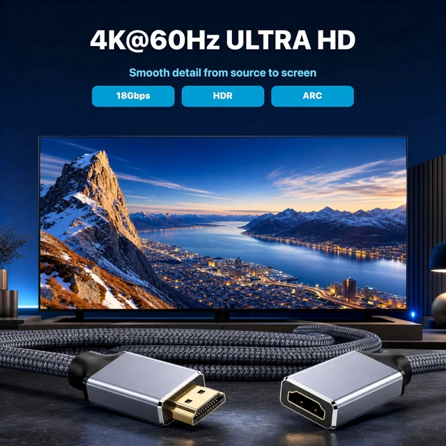 Alt view image 4 of 5 - BOPLYBAY HDMI Extension Cable, Male to Female Connector, High Speed Signal Extender (50, feet)