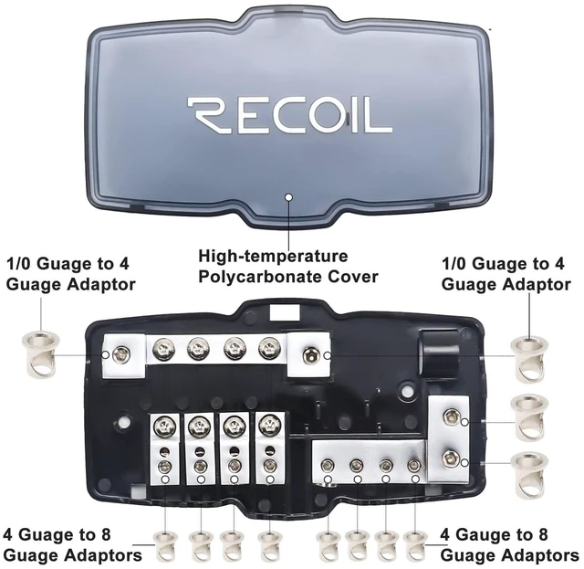Alt view image 3 of 5 - Recoil MPG4 4-Way Mini-ANL Fused Distribution Block Ground with 12pcs Fuses