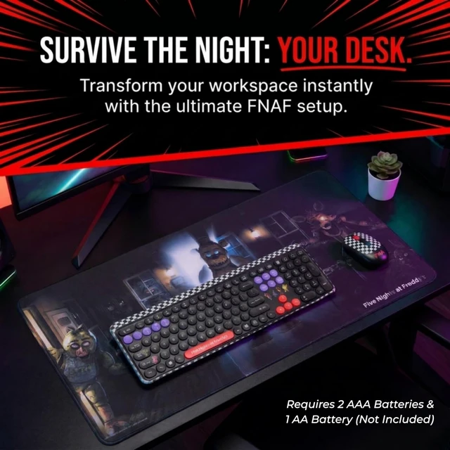 Alt view image 2 of 5 - Five Nights at Freddy's Wireless Keyboard and Mouse Combo, 15"x31" Desk