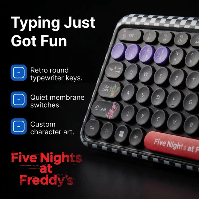 Alt view image 3 of 5 - Five Nights at Freddy's Wireless Keyboard and Mouse Combo, 15"x31" Desk