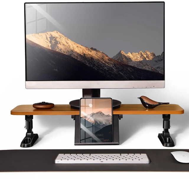 Main image of nediea Ergonomic Wooden Monitor Stand Riser with Height Adjustable Button