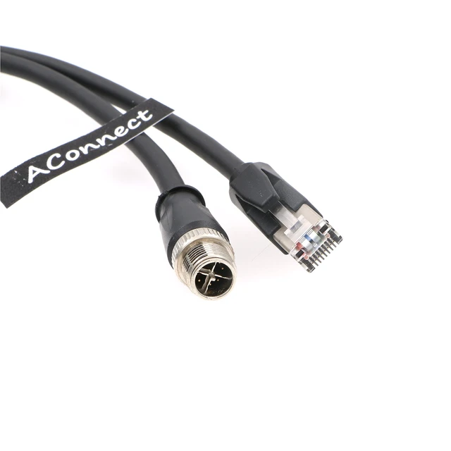 Alt view image 3 of 5 - AConnect M12-RJ45-XCode-Ethernet-Shielded-Industrial-Waterproof-Cable for Cognex Industrial Camera M12 8Pin X-Code Male to RJ45 Cat6a Flexible 9.8Ft^^3M