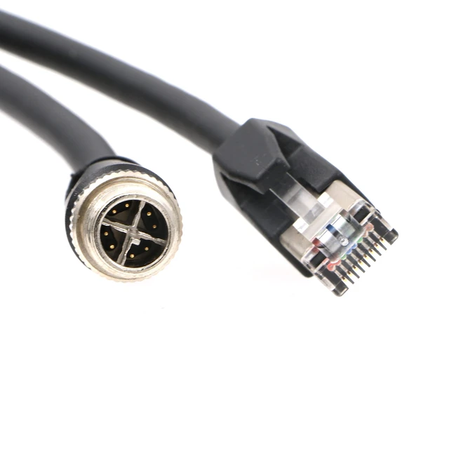 Alt view image 4 of 5 - AConnect M12-RJ45-XCode-Ethernet-Shielded-Industrial-Waterproof-Cable for Cognex Industrial Camera M12 8Pin X-Code Male to RJ45 Cat6a Flexible 9.8Ft^^3M