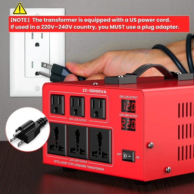 Alt view image 3 of 5 - 10000VA Step Up/Down Voltage Transformer Converter 110/120V to 220/240V