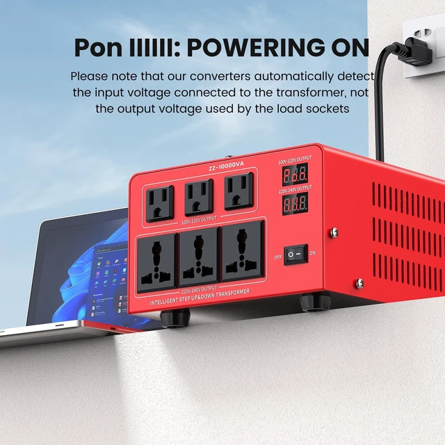 Alt view image 4 of 5 - 10000VA Step Up/Down Voltage Transformer Converter 110/120V to 220/240V