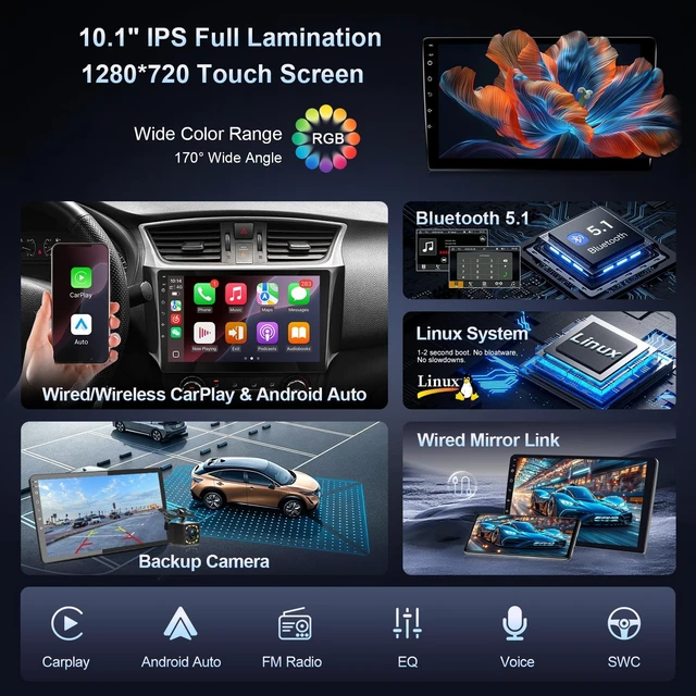 Alt view image 4 of 5 - Leadfan Fast Boot Linux Car Stereo for Nissan Sentra (Non JBL) 2013-2019