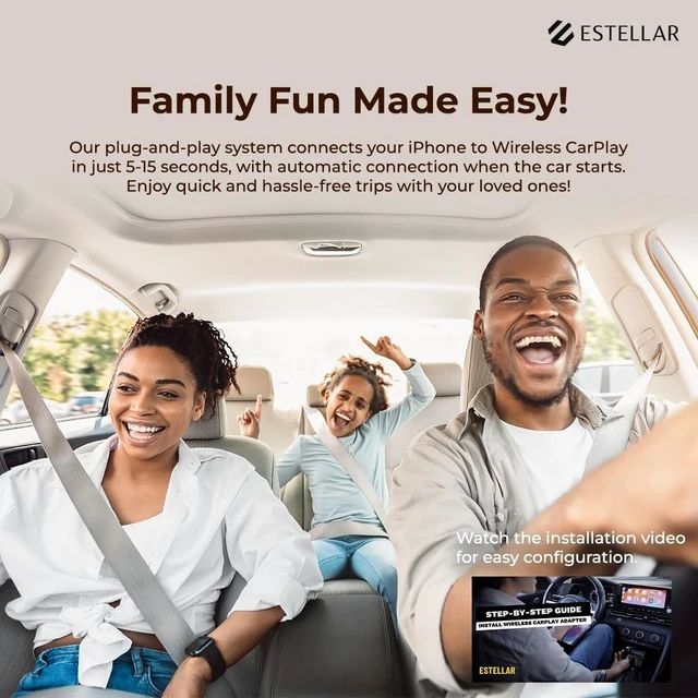 Alt view image 3 of 5 - Estellar Wireless CarPlay Adapter for Wired Apple CarPlay, Stable Fast Automatic Connection, Latest Chip Technology, No Delay, Online Upgrade, Lifetime Support, Car Accessories, Black