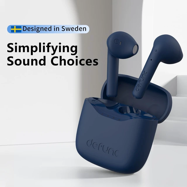 Alt view image 2 of 5 - Defunc True LITE II Wireless Earbuds Bluetooth 6.0, Semi in-Ear Headphones with ENC Clear Calls, Low Latency, 20H Playtime, IPX4 Waterproof, Comfortable Fit with AI App Support