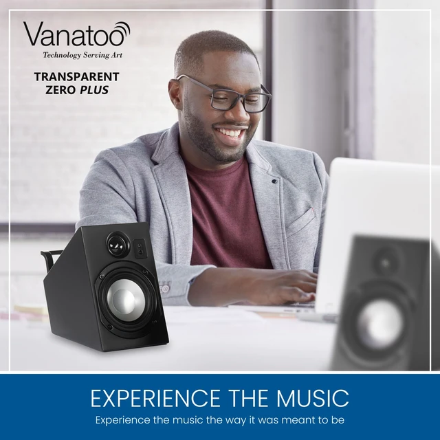 Alt view image 4 of 5 - Vanatoo Transparent Zero Plus Near Field Studio Monitor Speakers Pair for TV, PC, Gaming. 120 Watt Powered Speakers for Desktop and Room use. AUX, USB, Bluetooth, Toslink Optical, Remote Control.