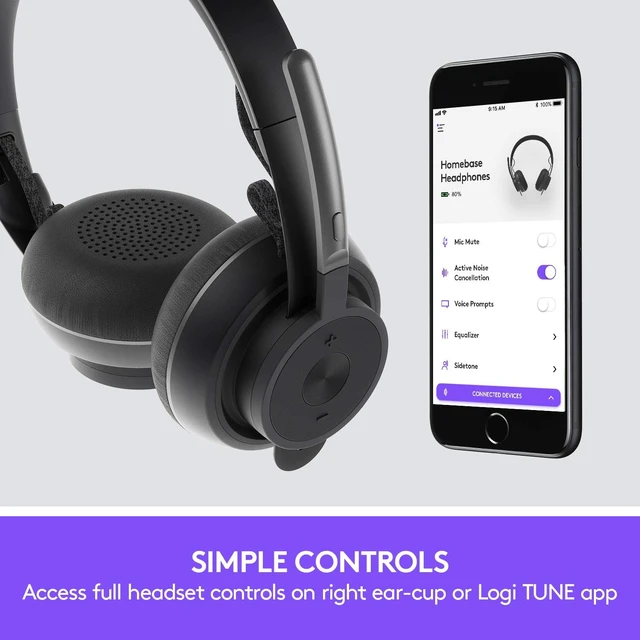 Alt view image 5 of 5 - Logitech Zone Wireless Bluetooth Headset - Black