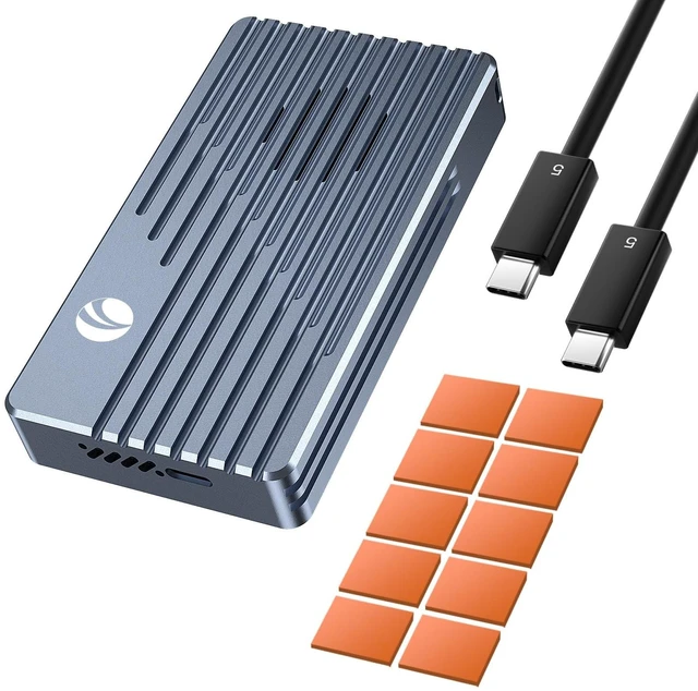 Main image of VCOM 80Gbps M.2 NVMe SSD Enclosure with Cooling Fan, Aluminium Alloy Enclosure Compatible with Thunderbolt 5/4/3/USB4 External SSD Case for Gaming, Editing, Mac and PC, Support M/B+M Key SSD