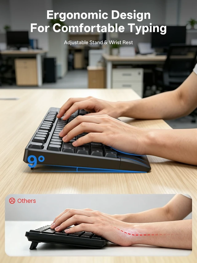 Alt view image 2 of 5 - PHILIPS Wireless Keyboard and Mouse, 2.4GHz Plug & Play Ergonomic Keyboard