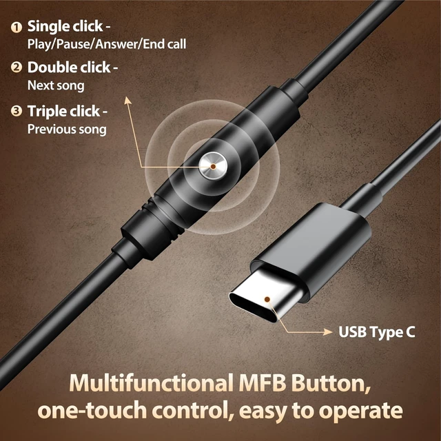 Alt view image 5 of 5 - USB C Headphones Wired with Comfortable Ear Pads, Over Ear Bass HiFi Sound Foldable Travel Headphone, Durable Metal Frame, Compatible with iPhone 17/16/Samsung Galaxy S25/S24 Google Pixel 9 - Bl