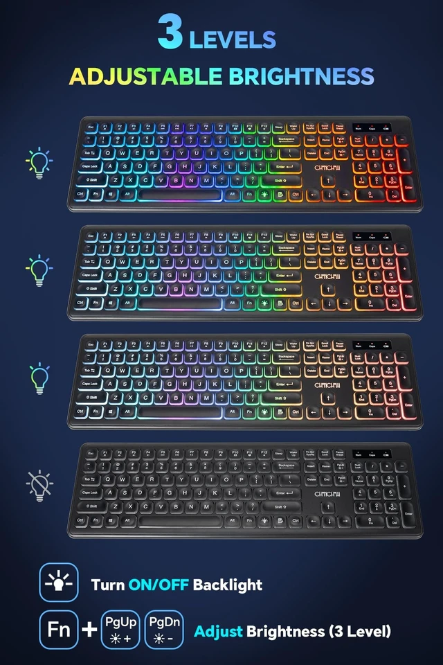 Alt view image 2 of 5 - Wireless Rechargeable Keyboard and Mouse CHONCHOW W300