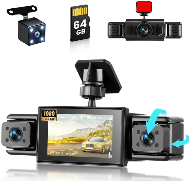Main image of 4 Channel Dash Cam Front and Rear Inside, 360 Dash Camera for Cars