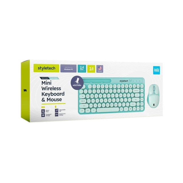Alt view image 4 of 5 - styletech MK520 Wireless Keyboard & Mouse Bundle, Mint - PC Compatible