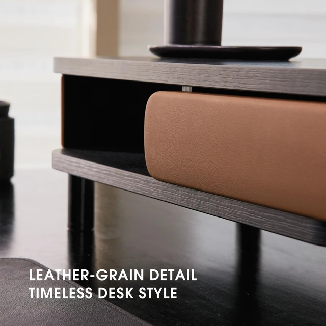 Alt view image 5 of 5 - Fenge Dual Monitor Stand with Large Storage Drawer, 42.5" Desk Shelf, Black