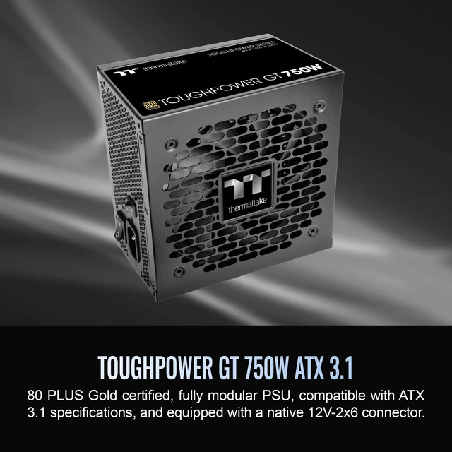 Alt view image 2 of 5 - Thermaltake Toughpower GT 750W ATX 3.1 Standard Power Supply; 80 Plus Gold Efficiency; Smart Zero Fan; Native 300W PCIe 5.1 Connector; PS-TPT-0750FNFAGU-3; 5 Year Warranty