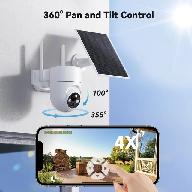 Alt view image 3 of 5 - LIWAN Security Cameras Wireless Outdoor, 2K Solar Powered, White, 2.4GHz