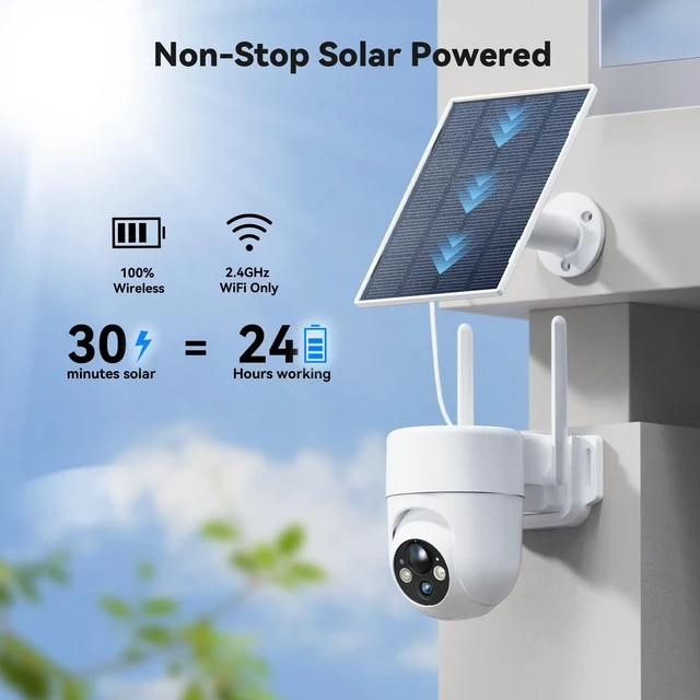 Alt view image 2 of 5 - LIWAN Security Cameras Wireless Outdoor, 2K Solar Powered, White, 2.4GHz