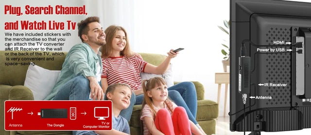 Alt view image 4 of 5 - ATSC Digital TV Converter Box Dongle with TV Tuner, TV Recording, USB Multimedia Function, 1080P HDMI Output, Clear QAM by Mediasonic HomeWorx (HW135STB)