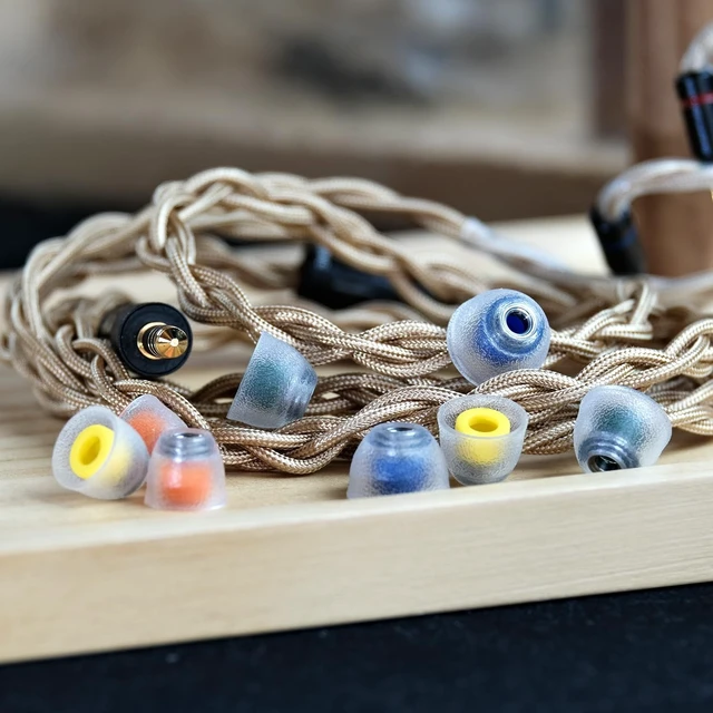 Alt view image 3 of 5 - TANGZU Tang Sancai Noble IEM Eartips, Replaceable Stainless Steel, Premium Hypoallergenic Liquid Silicone Ear Tips for in-Ear Monitors, Blue Large, 4 Pairs