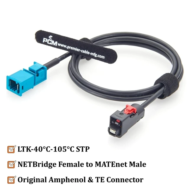 Alt view image 2 of 5 - Amphenol NETBridge A Code Female to TE MATEnet Z Code Male Automotive Ethernet Cable NTHCF011A10S to 2302461-9 100/1000BASE-T1 Shielded Cable for ADAS, Camera, ECU, Telematics(1M/3.28FT)