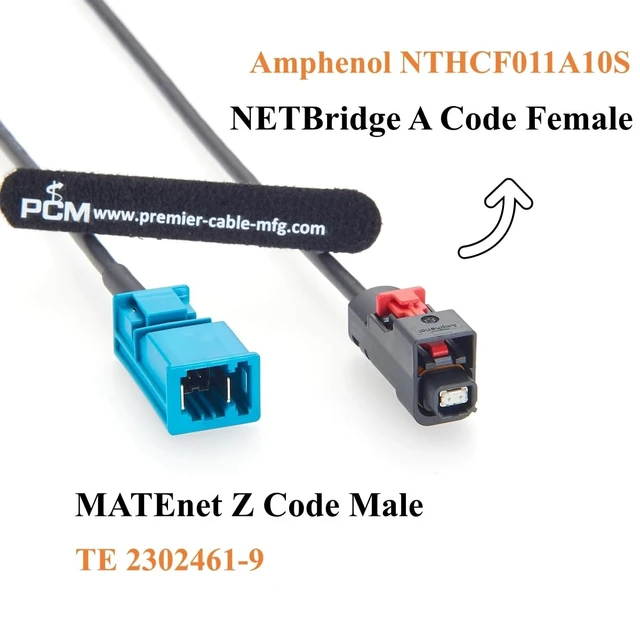 Alt view image 3 of 5 - Amphenol NETBridge A Code Female to TE MATEnet Z Code Male Automotive Ethernet Cable NTHCF011A10S to 2302461-9 100/1000BASE-T1 Shielded Cable for ADAS, Camera, ECU, Telematics(1M/3.28FT)