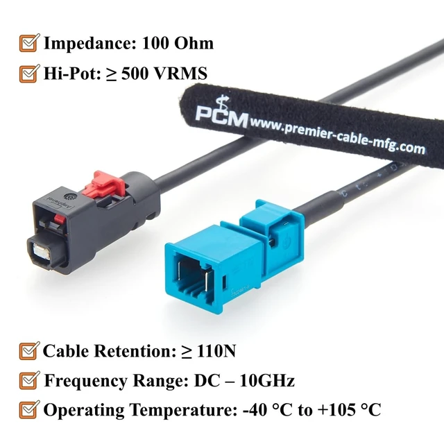 Alt view image 4 of 5 - Amphenol NETBridge A Code Female to TE MATEnet Z Code Male Automotive Ethernet Cable NTHCF011A10S to 2302461-9 100/1000BASE-T1 Shielded Cable for ADAS, Camera, ECU, Telematics(1M/3.28FT)