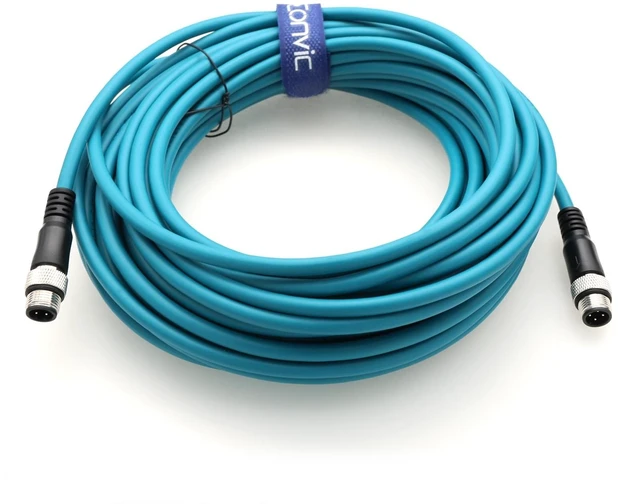 Main image of Eonvic Flexible Gigabit Ethernet Cable M12 D Code 4 Pin to 4 Pin Male Cat5e Shielded Networking Cable for Industrial Camera (15M)