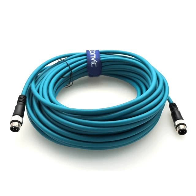 Alt view image 3 of 4 - Eonvic Flexible Gigabit Ethernet Cable M12 D Code 4 Pin to 4 Pin Male Cat5e Shielded Networking Cable for Industrial Camera (15M)