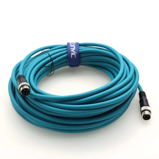Alt view image 4 of 4 - Eonvic Flexible Gigabit Ethernet Cable M12 D Code 4 Pin to 4 Pin Male Cat5e Shielded Networking Cable for Industrial Camera (15M)