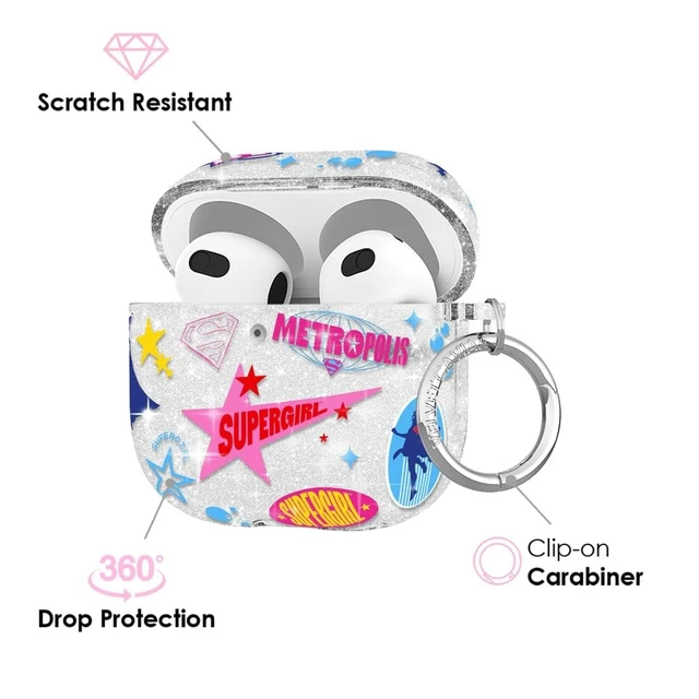 Alt view image 3 of 5 - VELVET CAVIAR for AirPods 5 / AirPods 4 Case (2026/2024) - Cute Protective Hard Cover with Keychain - Supergirl Krypto Glitter