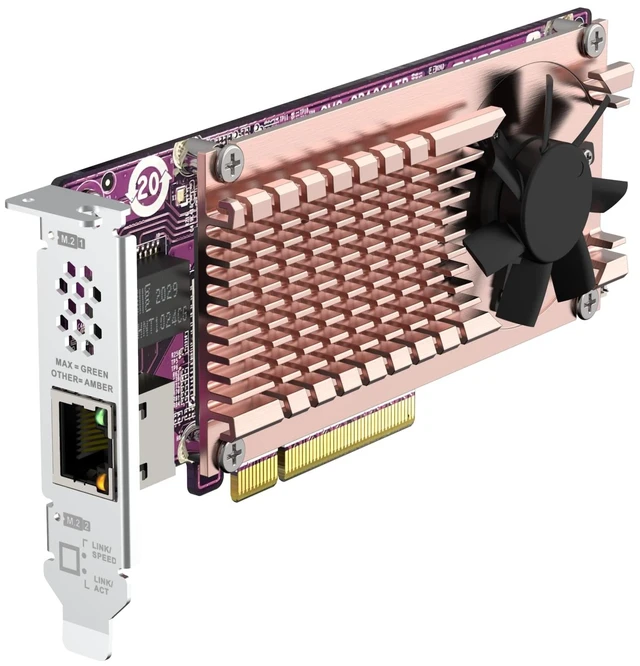 Alt view image 5 of 5 - QNAP QM2-2P10G1TB 2 x PCIe Gen3 NVMe SSD & 1 x 10GbE (10G/5G/2.5G/1G/100M) Port Expansion Card to Enhance Performance