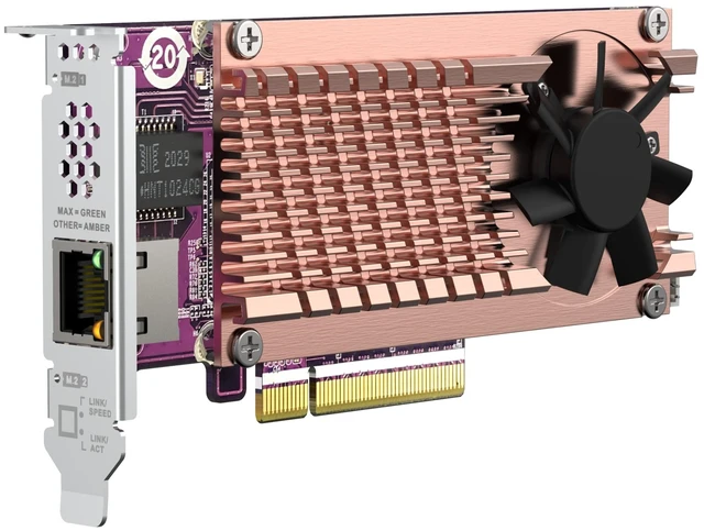 Alt view image 4 of 5 - QNAP QM2-2P10G1TB 2 x PCIe Gen3 NVMe SSD & 1 x 10GbE (10G/5G/2.5G/1G/100M) Port Expansion Card to Enhance Performance