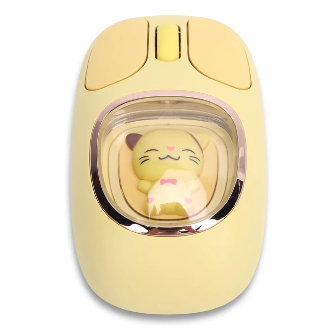 Main image of GOWENIC Wireless Mouse, Rechargeable Silent RGB Wireless Mouse with USB Receiver and Doll Style, for PC Laptop Tablet Gaming Working (Yellow)