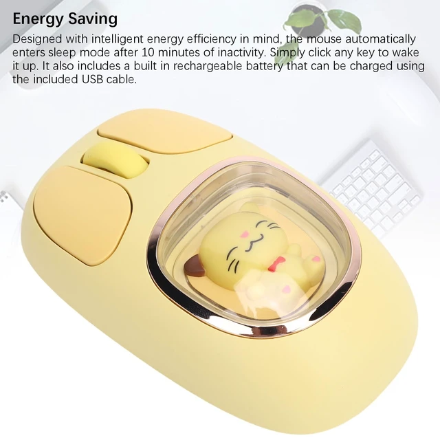 Alt view image 4 of 5 - GOWENIC Wireless Mouse, Rechargeable Silent RGB Wireless Mouse with USB Receiver and Doll Style, for PC Laptop Tablet Gaming Working (Yellow)