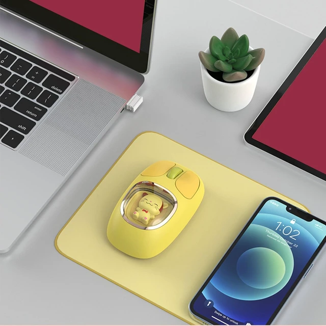 Alt view image 2 of 5 - GOWENIC Wireless Mouse, Rechargeable Silent RGB Wireless Mouse with USB Receiver and Doll Style, for PC Laptop Tablet Gaming Working (Yellow)