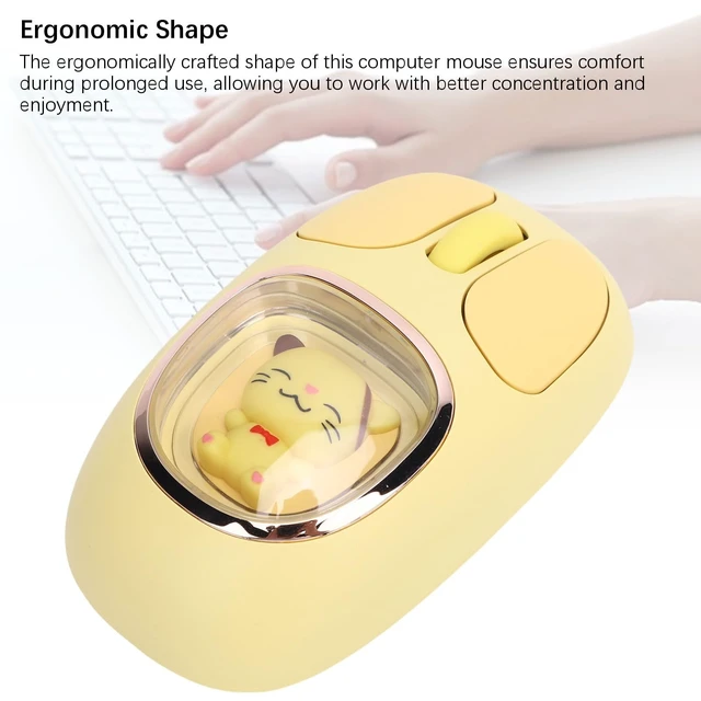 Alt view image 3 of 5 - GOWENIC Wireless Mouse, Rechargeable Silent RGB Wireless Mouse with USB Receiver and Doll Style, for PC Laptop Tablet Gaming Working (Yellow)