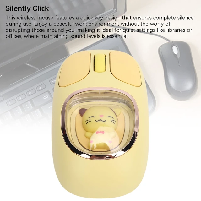 Alt view image 5 of 5 - GOWENIC Wireless Mouse, Rechargeable Silent RGB Wireless Mouse with USB Receiver and Doll Style, for PC Laptop Tablet Gaming Working (Yellow)
