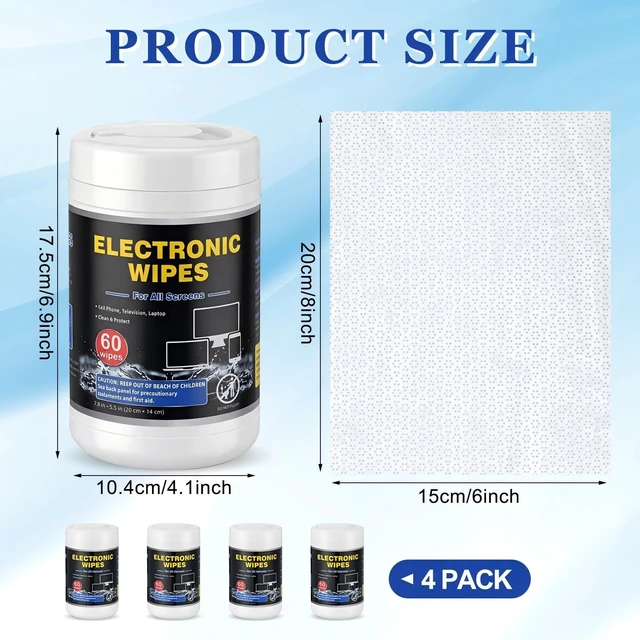 Alt view image 3 of 5 - Threlaco 4 Pack 240 Count Electronic Screen Cleaning Wipes