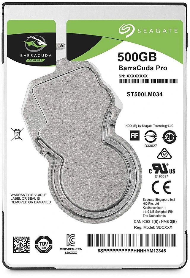 Main image of Seagate 500GB BarraCuda Pro 2.5" Hard Drive ST500LM034 (SATA 6Gb/s/128MB/7200 RPM)